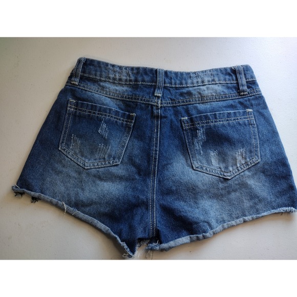 Blu Pepper Vintage‎ Embroidered Denim Shorts Floral High Waisted Blue S - Picture 2 of 6